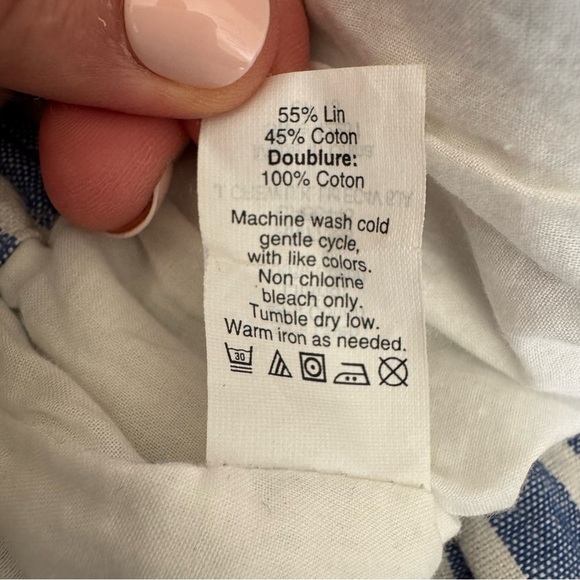 J Crew Mini Blue White Striped Linen Blend Skirt Pockets size 2 - Picture 9 of 9